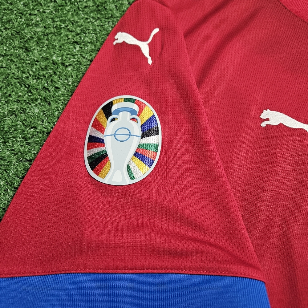Puma Serbia Aleksandar Mitrovic #9 2024/2025 Home Jersey EURO 2024 PATCHES XL - Picture 7 of 16